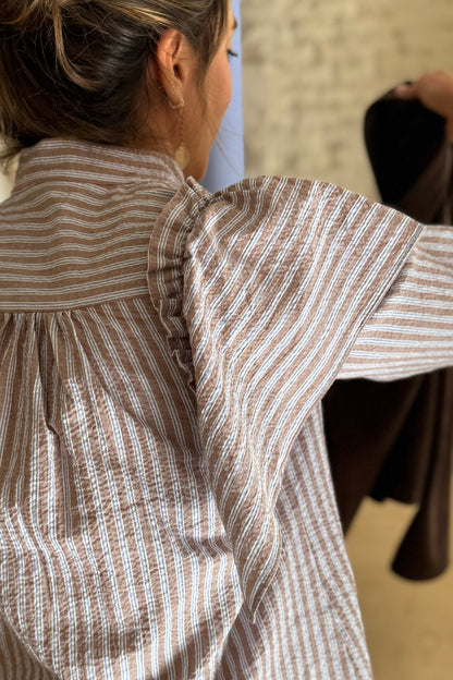 CAMISA SORIA RAYAS MARRON