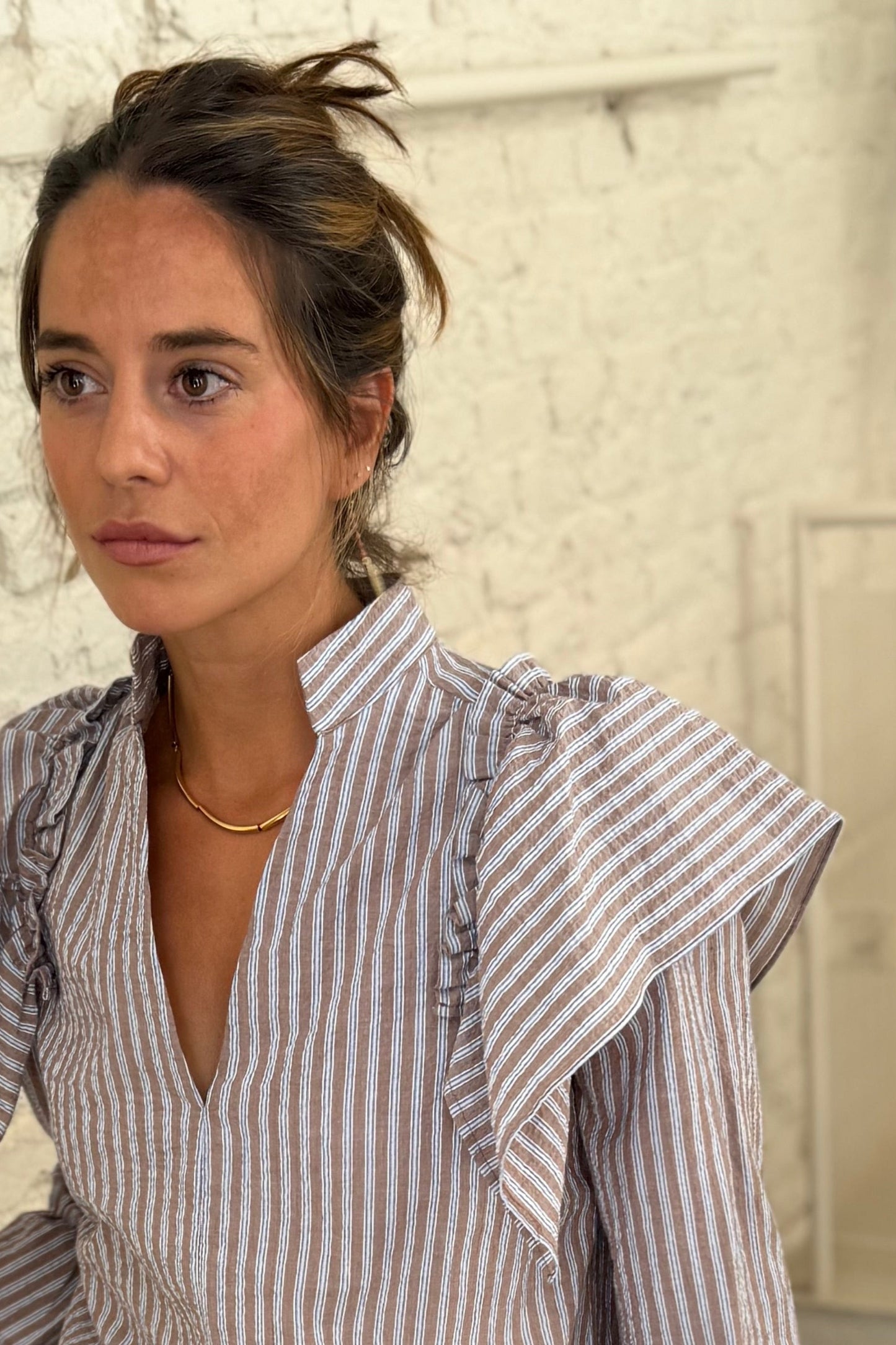 CAMISA SORIA RAYAS MARRON