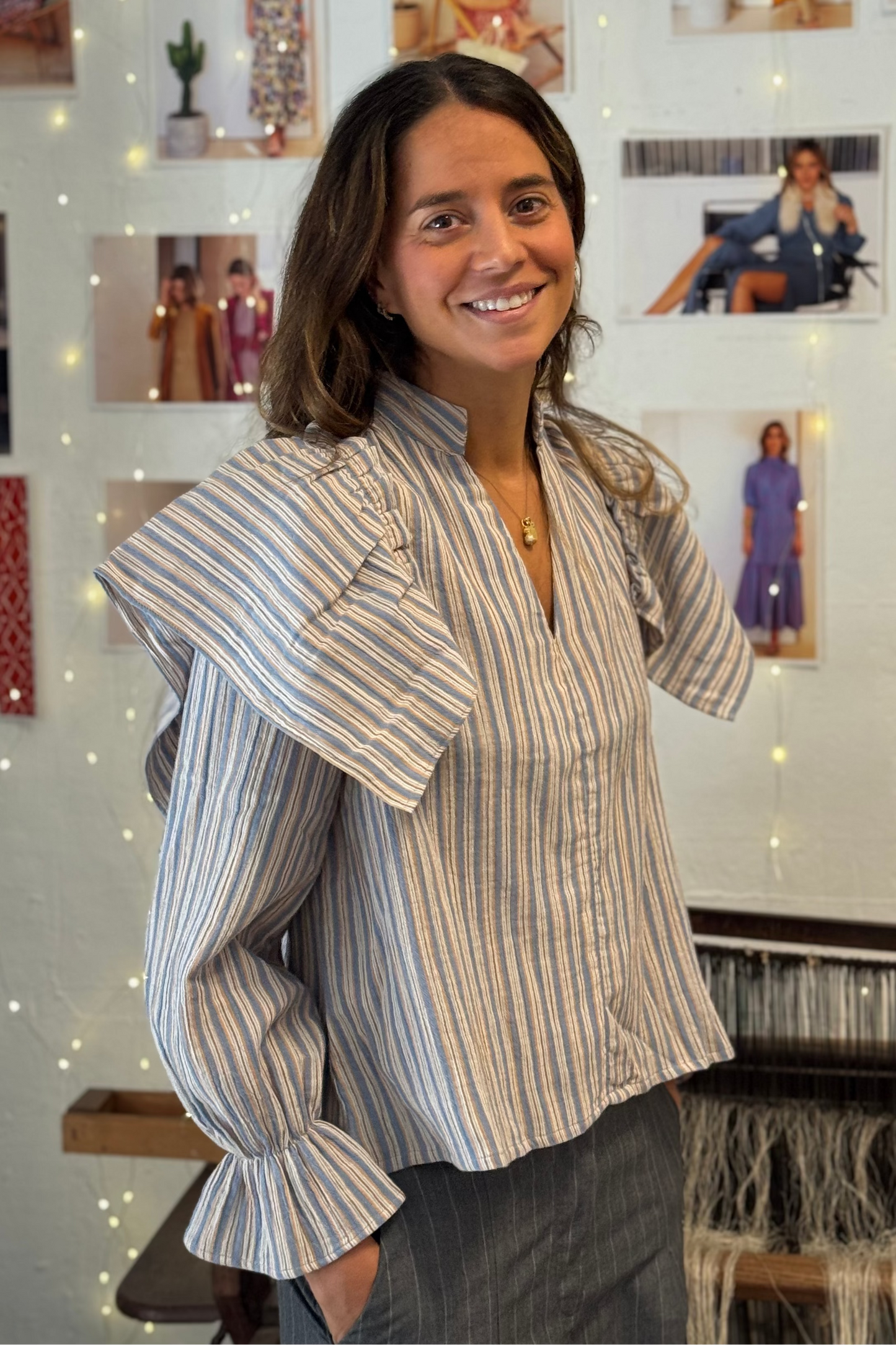 CAMISA SORIA RAYAS AZUL