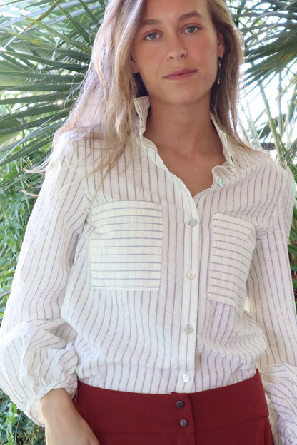 CAMISA NY BLANCA RAYAS