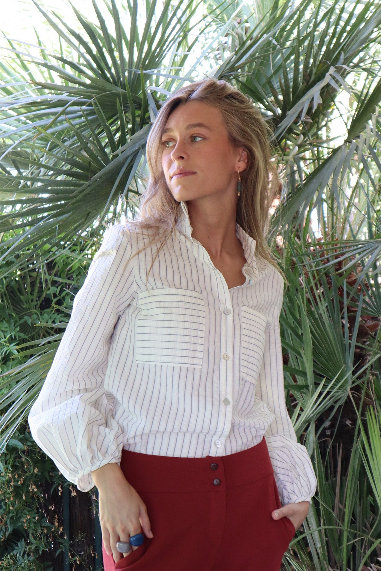 CAMISA NY BLANCA RAYAS