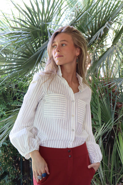 CAMISA NY BLANCA RAYAS