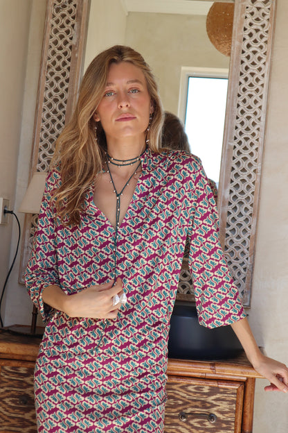 VESTIDO WINDSOR GRANATE.