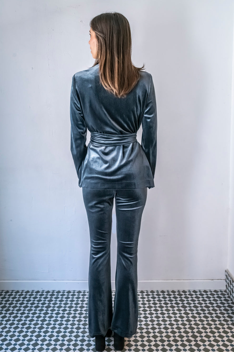 PANTALON CAMPANA GRIS