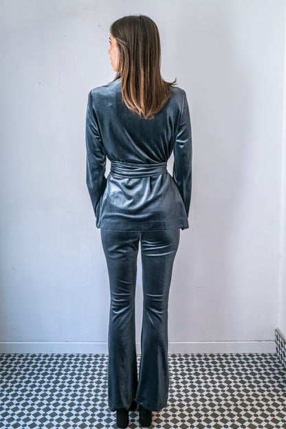 PANTALON CAMPANA GRIS